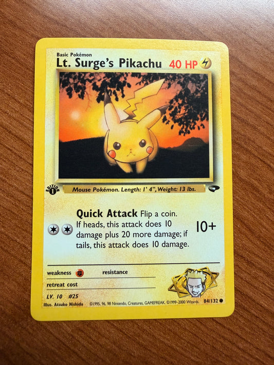 Lt. Surge's Pikachu Gym Challenge 1st Edition LP - Red Clay Cache TCG