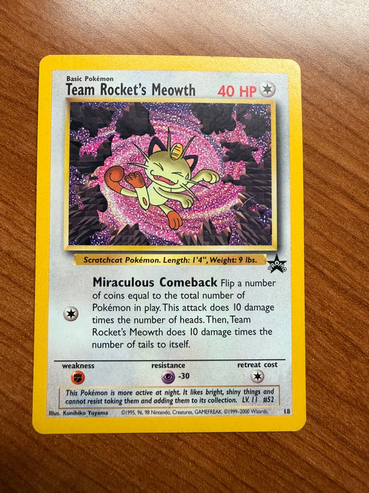Team Rocket's Meowth Black Star Promo NM - Red Clay Cache TCG